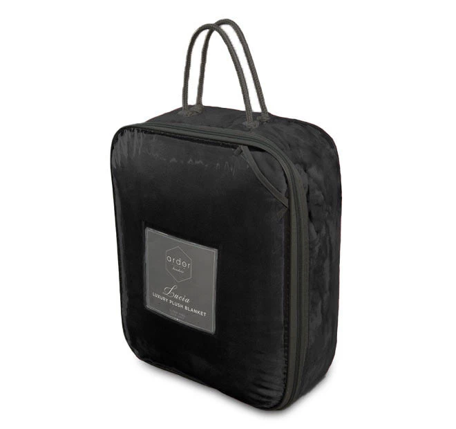 Lucia 350GSM Ultra Soft Velvet Fleece Blanket Range Charcoal - Image 3