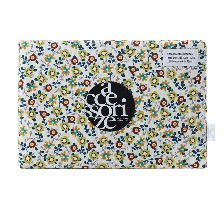 Accessorize Lisa Washed Cotton Fitted Sheet Combo Set Teal - Image 4