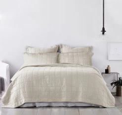 Harley Washed Cotton Queen Bed And King Bed Coverlet Set Nude