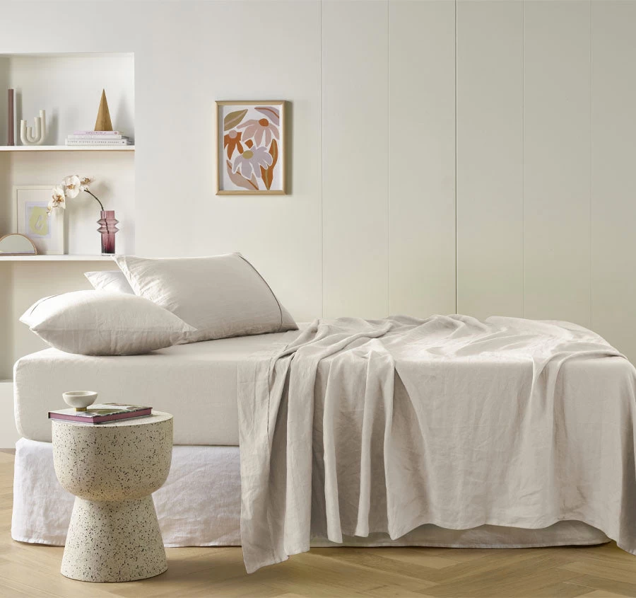 Stonewashed French Linen Mega Sheet Set Range Natural