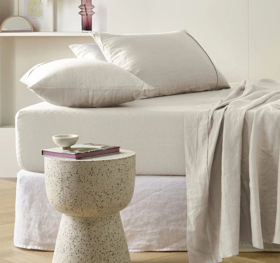 Stonewashed French Linen Mega Sheet Set Range Natural - Image 3