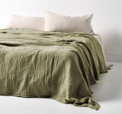 Crinkle Bed Throw Elm
