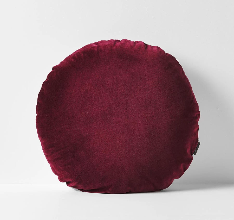 Luxury Velvet 55cm Filled Round Cushion Merlot