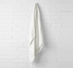 Vintage Linen Fringe 130x170cm Throw Rug Marshmallow