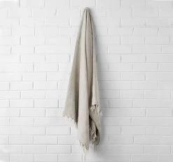 Vintage Linen Fringe 130x170cm Throw Rug Natural