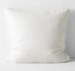 Vintage Linen Fringe 50x50cm Filled Cushion Marshmallow