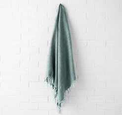Vintage Linen Fringe 130x170cm Throw Rug Jade