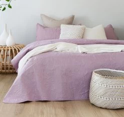 Embossed Paisley Coverlet Set Range Dusk