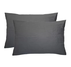 French Linen Standard Pillowcase Pair Charcoal