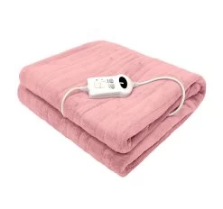 Bambury 120x160cm Heated Throw Rug Blush