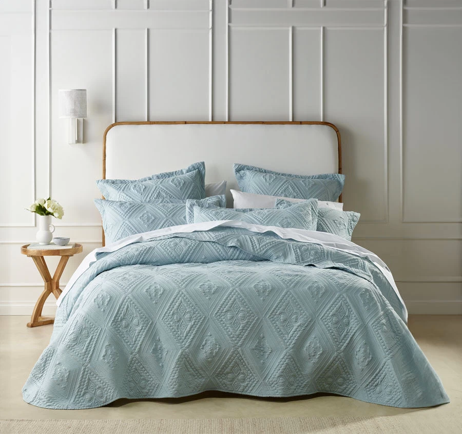 Bianca Aspen Bedspread Set Range Sky Blue