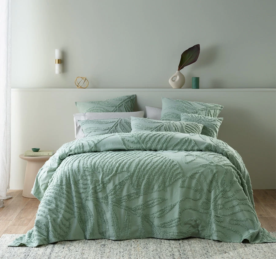 Bianca Foliage Bedspread Set Range Sage