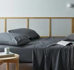 Bianca Natural Sleep Recycled Cotton And Bamboo Sheet Set Range Charcoal