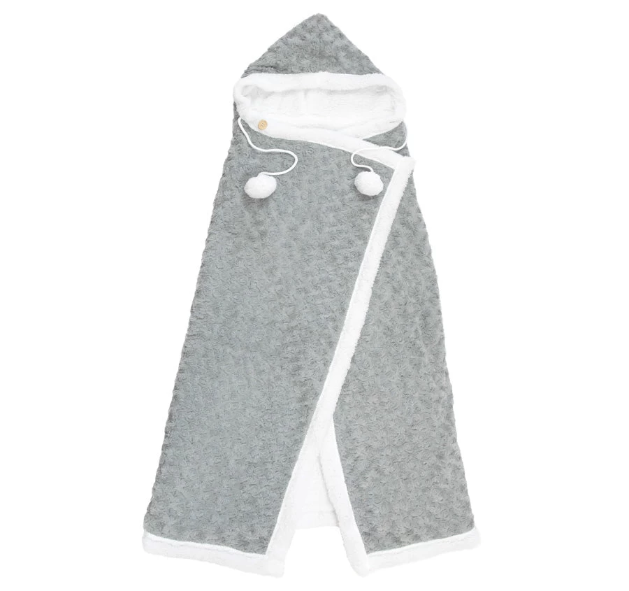 Silver Rose 101x127cm Hooded Blanket Grey - Image 3