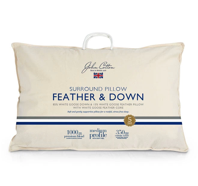 White Goose 85% Down And 15% Feather Surround Medium Standard Pillow