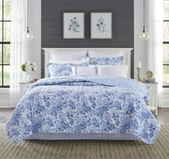 Laura Ashley Brighton Coverlet Set Delft Blue