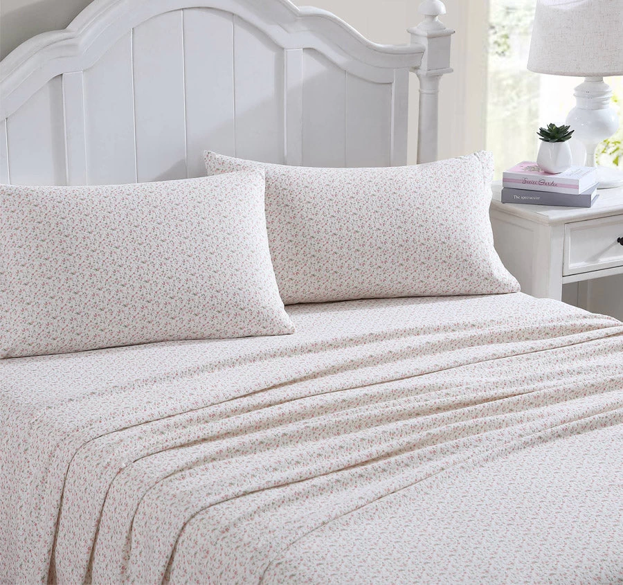 Laura Ashley Evie Flannelette Sheet Set Range Soft Pink