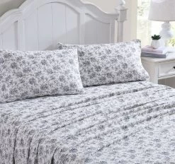 Laura Ashley Faye Toile Flannelette Sheet Set Range Black