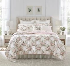 Laura Ashley Joyce Coverlet Set Peach Bellini