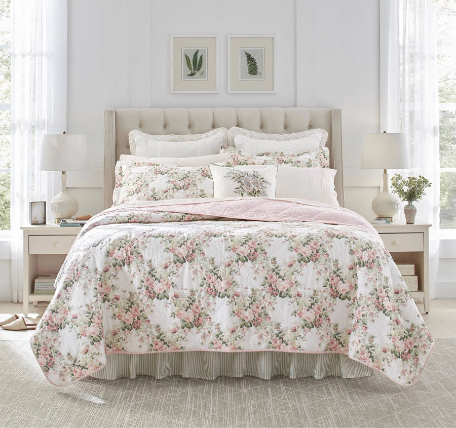 Laura Ashley Joyce Coverlet Set Peach Bellini