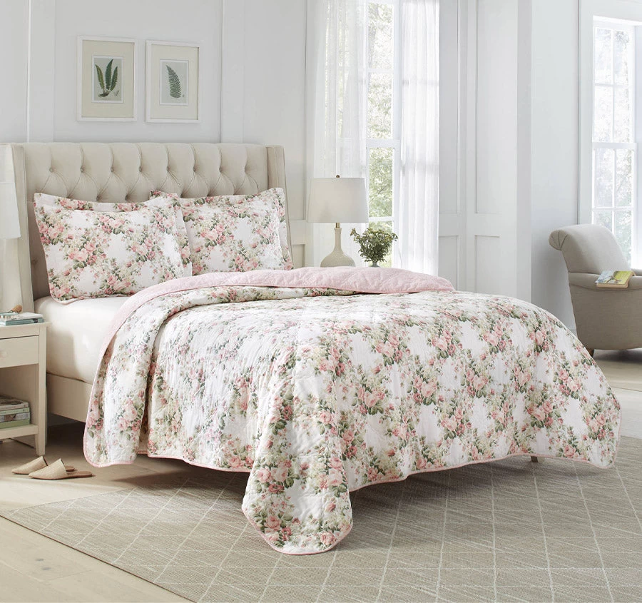 Laura Ashley Joyce Coverlet Set Peach Bellini - Image 5
