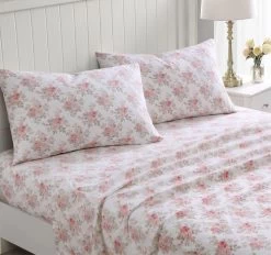 Laura Ashley Lisalee Printed Flannelette Cotton Sheet Set Range Pink