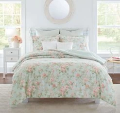 Laura Ashley Madelynn Quilt Cover Set Range Duck Egg