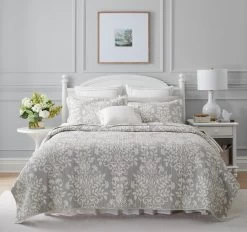 Laura Ashley Rowland Coverlet Set Dove Grey