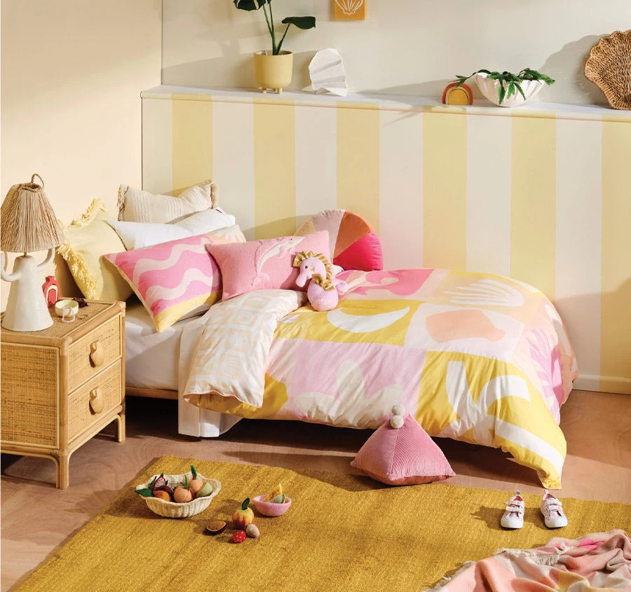 Beach Day Quilt Cover Set Range Bubblegum