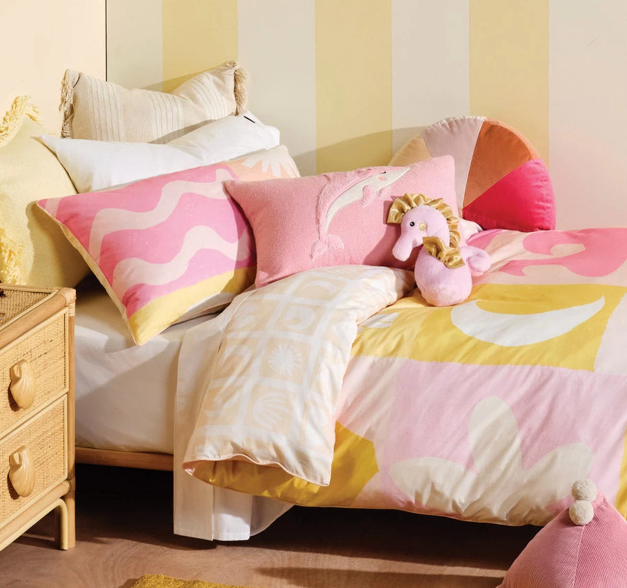 Beach Day Quilt Cover Set Range Bubblegum - Image 4