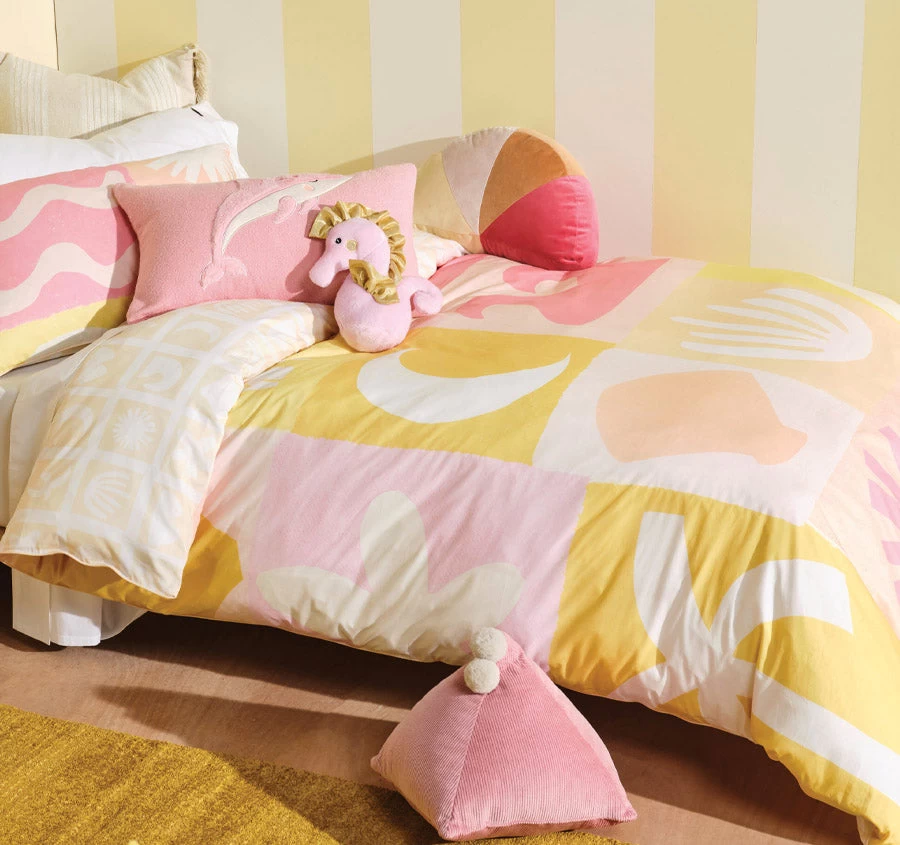Beach Day Quilt Cover Set Range Bubblegum - Image 5
