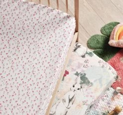Bunny Tales 2 Piece Cot Fitted Sheet Pink Posy