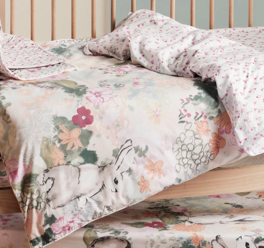 Bunny Tales Cot Quilt Cover Pink Posy - Image 2