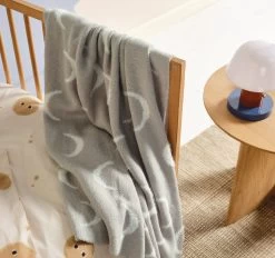 Happy Cosmos Cot Blanket Grey