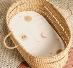 Happy Cosmos 2 Piece Bassinet Fitted Sheets Sugar