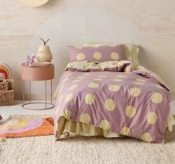 Roundabout Quilt Cover Set Range Berry And Wheat