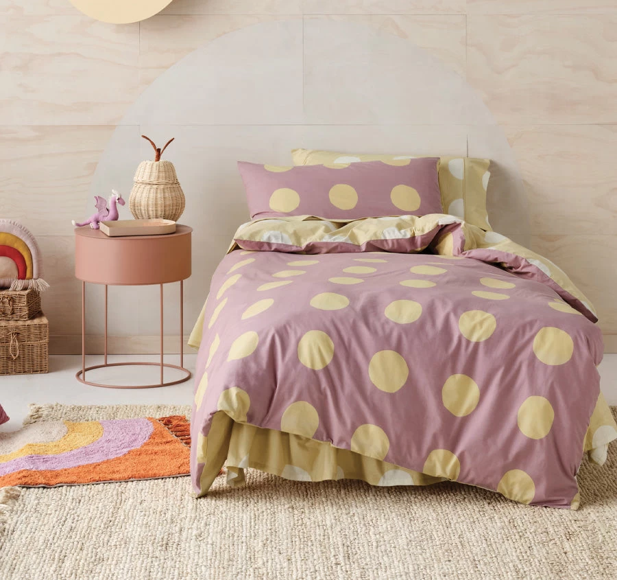 Roundabout Quilt Cover Set Range Berry And Wheat