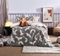 Take To The Skies Quilt Cover Set Range Charcoal