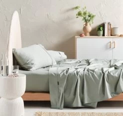 Hotel Augusta 500THC Cotton Sateen Mega Sheet Set Range Green Gum