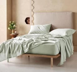 Plain-Dyed Flannelette Cotton Mega Sheet Set Range Mist