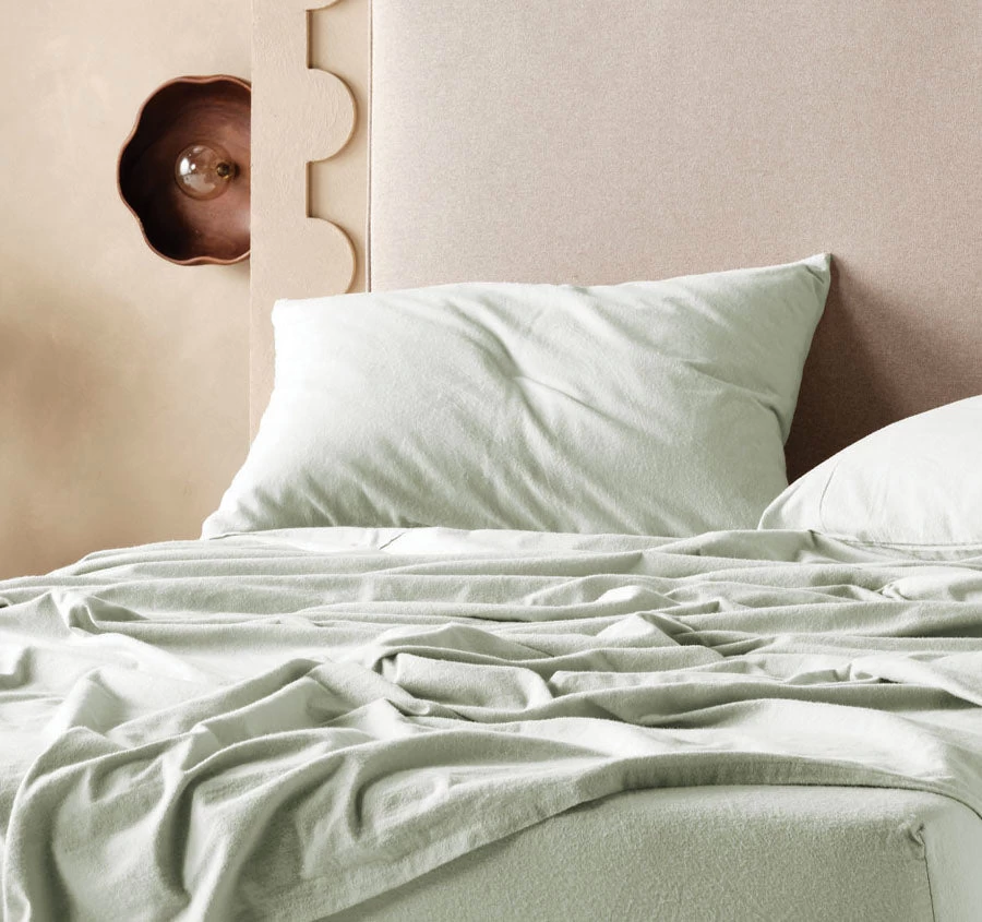 Plain-Dyed Flannelette Cotton Mega Sheet Set Range Mist - Image 2