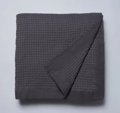 Cotton Waffle Blanket Range Charcoal