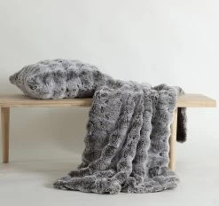 Rabbit Fur 127x152cm Throw Rug Grey