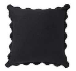 Linen Scallop 55x55cm Filled Cushion Black