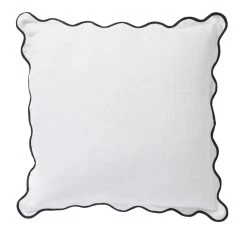 Linen Scallop Blanc 55x55cm Cushion White