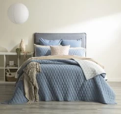 Diamante Coverlet Set Range Blue