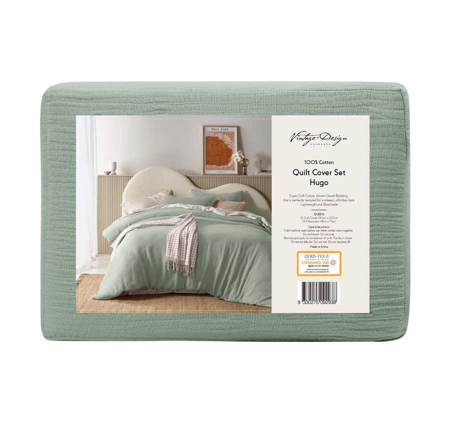 Hugo Quilt Cover Set Range Sage - Image 6